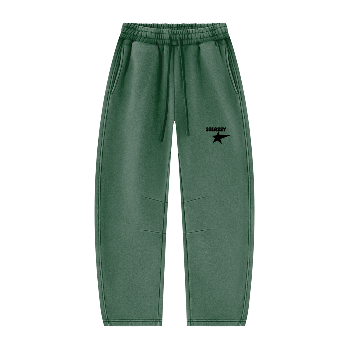 STEAZZY Unisex Vintage Wash Barrel Leg Fleece Sweatpants